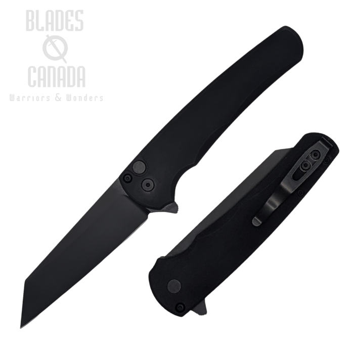(image for) Pro-Tech Malibu Flipper Button Lock Folding Knife, MagnaCut Black, Aluminum Black, 5403